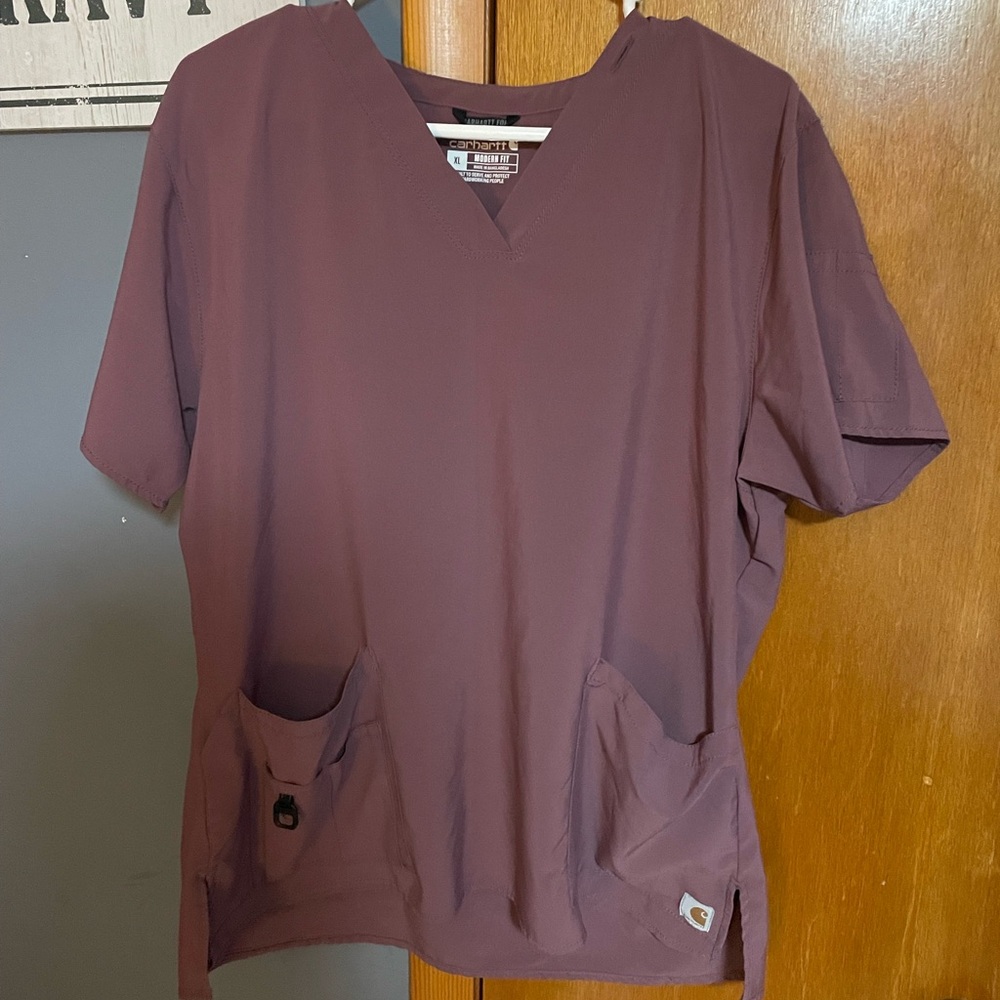 Carhartt V-Neck Scrub Top in Plum
